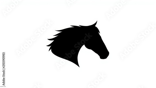 silhouetted horse head on white backdrop