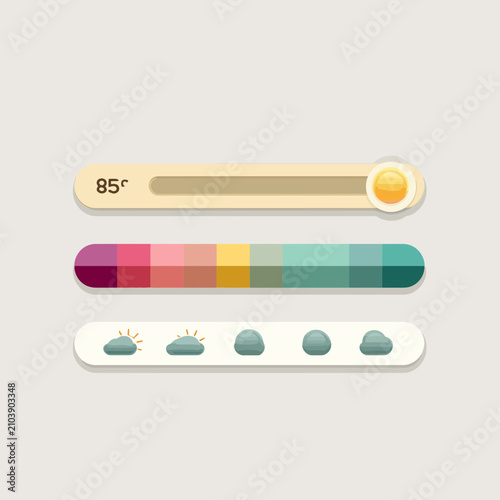 Weather widget displaying temperature slider with icons