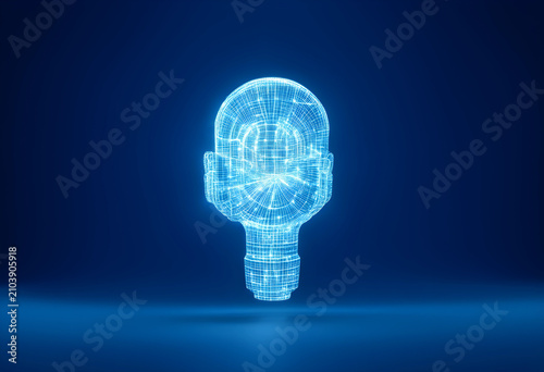 Digital wireframe light bul...