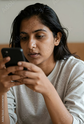 Young indian woman focused ...
