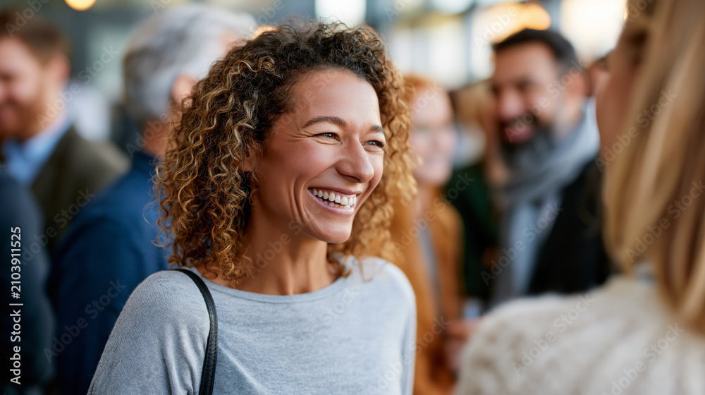 Obraz premium Faceless diverse group of people networking at social event with men and women of various ethnicities engaging in conversation smiling and enjoying gathering, inclusive networking