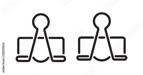 Binder clip icons on transparent background outline and filled shapes simple graphic elements.