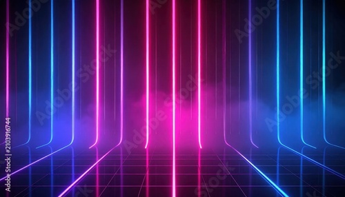 Futuristic Neon Light Tunnel with Vibrant Colors.