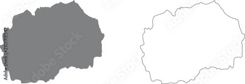 North macedonia country map silhouette and outline shape