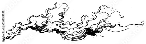 Fotografía Wavy smoke wisps or flowing steam clouds in hand drawn line art style