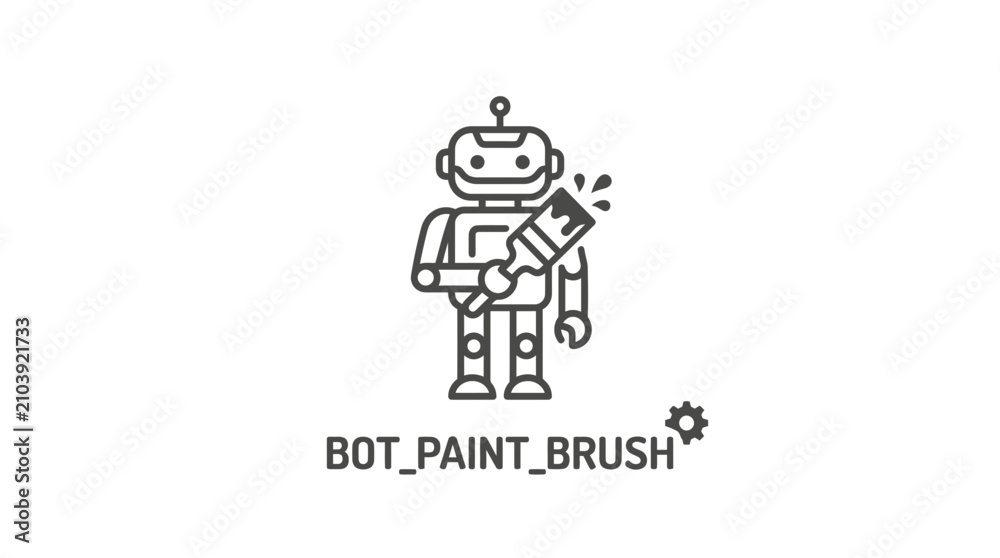 Fototapeta premium Robot holding a paint brush.