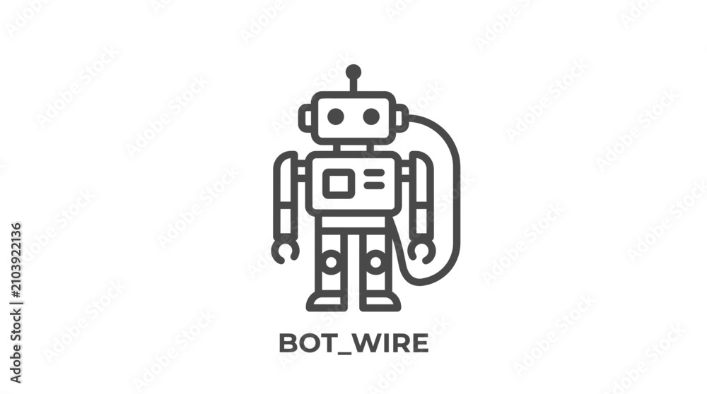 Naklejka premium Robot with wire and plug attached.