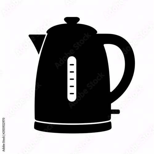 Silhouette of an Electric Water Kettle Isolated on White Background