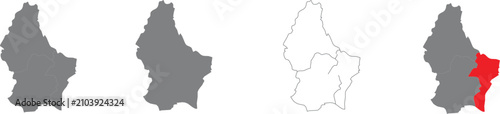 Foto Luxembourg map collection with districts and highlighted region
