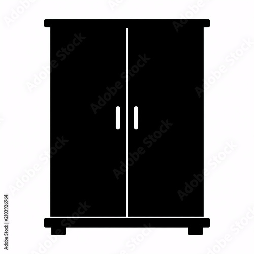 Silhouette of a Two-Door Wardrobe Isolated on White Background