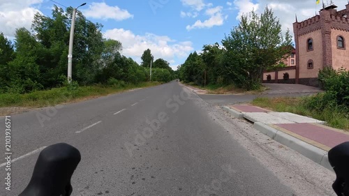 Gravel bicycle ride on the road in the summer season