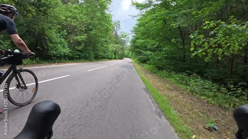 Gravel bicycle ride on the road in the summer season