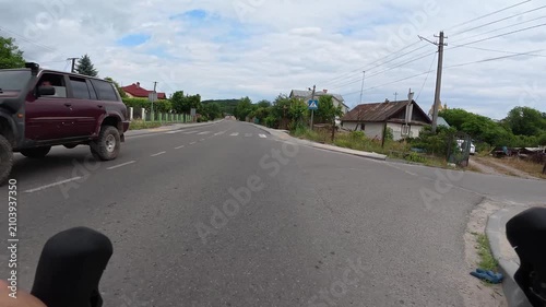Gravel bicycle ride on the road in the summer season