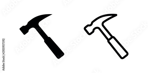 Принти на полотні Hammer Construction Repair Work Tool Icon Set