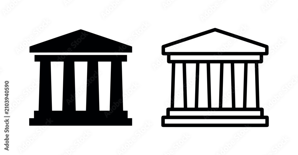 Fototapeta premium Bank Museum Building Icons