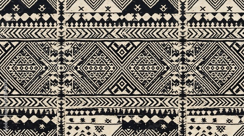 Black and white tribal geometric pattern background