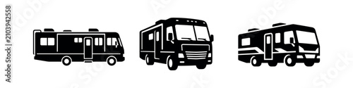 Obraz na płótnie Recreational Vehicle (RV) Motorhome Icons Set