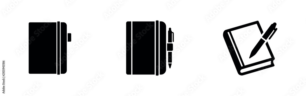 Fototapeta premium Notebook and Pen Icon Set