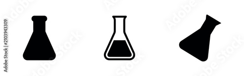 Cuadro en lienzo Erlenmeyer Flask Laboratory Glassware Icon Set