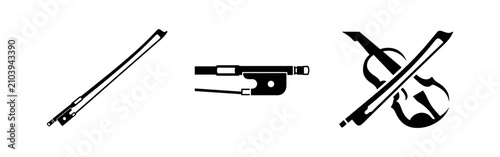 Canvastavla Violin bow string musical instrument accessory vector icon set