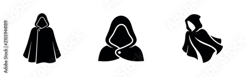 Fotografija Hooded cloak cape mysterious clothing vector icon set