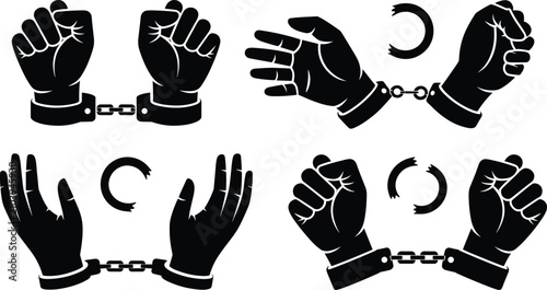 Canvas Print Hands in chains silhouette freedom justice and protest symbolism collection