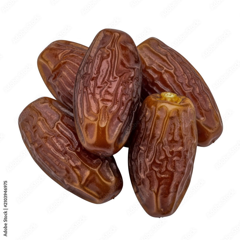 Fototapeta premium A small pile of sweet dried brown date fruits isolated on transparent background
