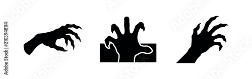 Foto Creepy Zombie Hands and Clawed Monster Hand Icons - Horror and Halloween