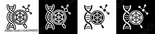 Photos Molecular Biology Icon Set In Black And White Filled Style Collection