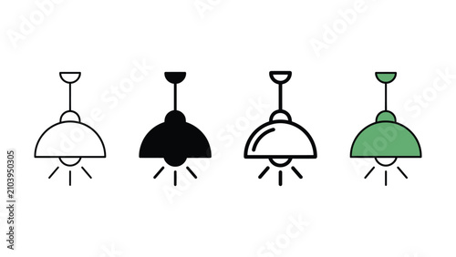 Canvastavla Four different styles of pendant lamps on white background