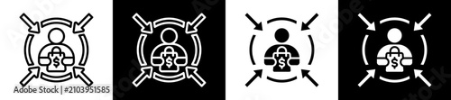 Photos Customer Focus Icon Set In Black And White Filled Style Collection