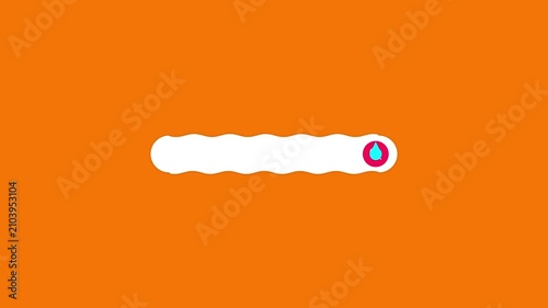 Minimalist Motion Graphic of a White Wavy Search Bar with a Cyan Water Drop on Vibrant Orange Backdrop