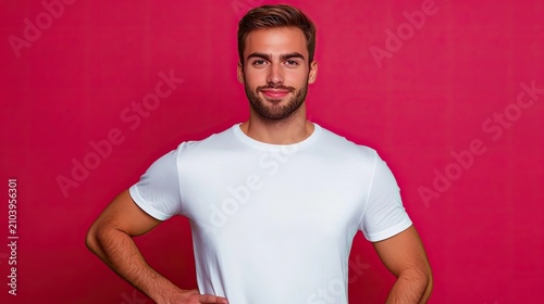 A man stands confidently with his hands on his hips,