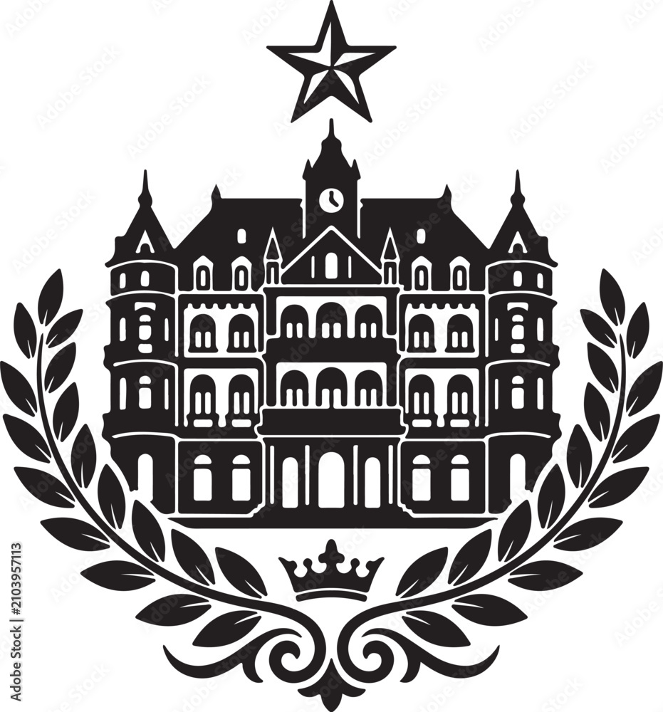 Naklejka premium Royal hotel logo design. Elegant crown emblem for luxury hospitality and travel branding.