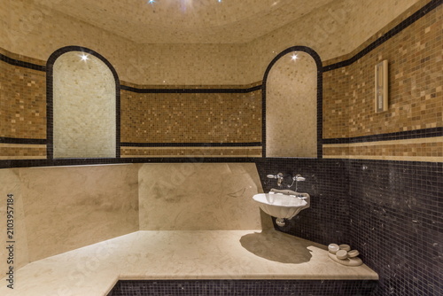 Fotografie Turkish bath hamam, decorated with mosaic tiles in Oriental style