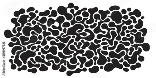 Abstract seamless black and white organic pattern with flowing biomorphic shapes. Minimal vector background suitable for modern textiles, wallpaper, packaging, and surface pattern design.