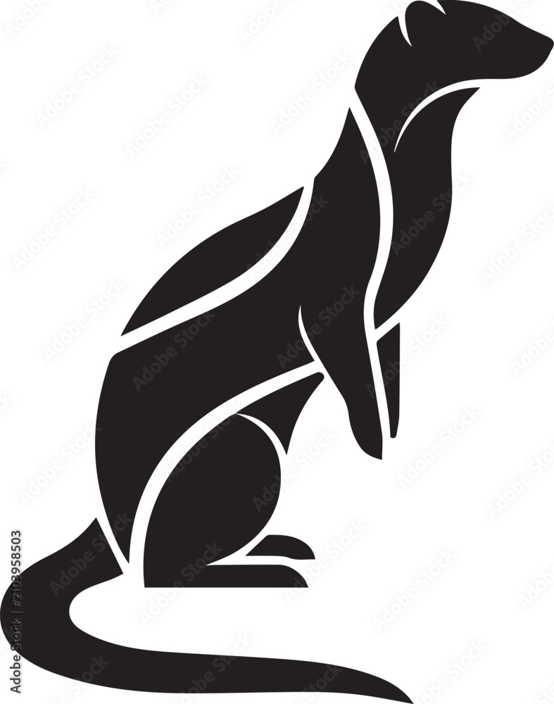 Naklejka premium Black Otter Standing Animal Silhouette Icon Vector Illustration Design Logo