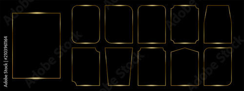 Set of aesthetic golden line frames, text boxes vector elements