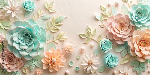 Pastel Paper Flowers An Elegant Floral Arrangement Featuring Delicate Blooms and Lush Greenery