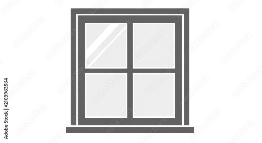 Obraz premium Simple Gray Four Pane Window Illustration.