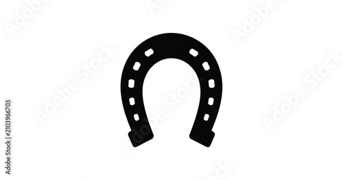 Cuadro en lienzo Horseshoe Icon Set with Black Silhouette Lucky Horseshoe Symbols for Equestrian