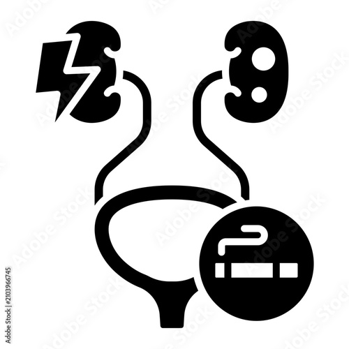 Kidney Smoking Damage Icon