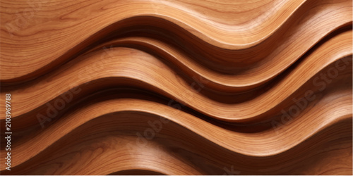Fotografía Abstract wooden waves create a dynamic, organic texture, showcasing the natural beauty and versatility of wood in a close-up, high-resolution render