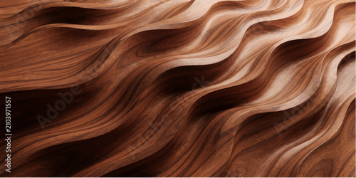 Foto Abstract brown wooden wave pattern, close-up shot, creating a visually stunning and organic texture