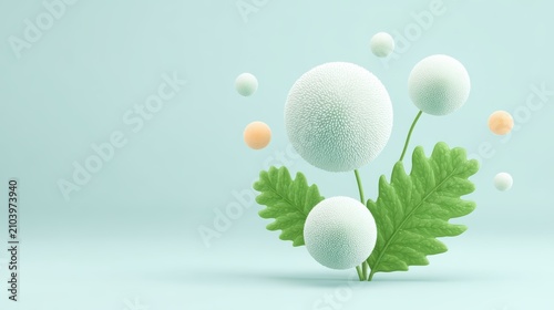 Minimalist Abstract Dandelion Concept with Oak Leaves