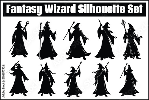 
Fantasy Wizard Silhouette SVG Bundle
