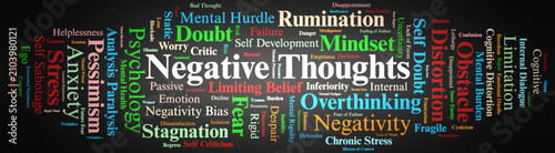 Cuadro en lienzo Negative Thoughts Word Cloud