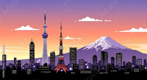 Skyline of Moscow with iconic landmarks at dusk.