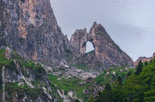 Prokletije mountains natural arch in Gusinje, Montenegro