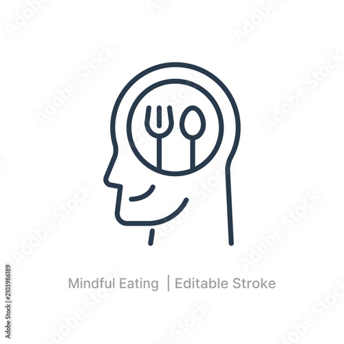Obraz na plátne human head profile fork spoon icon culinary arts